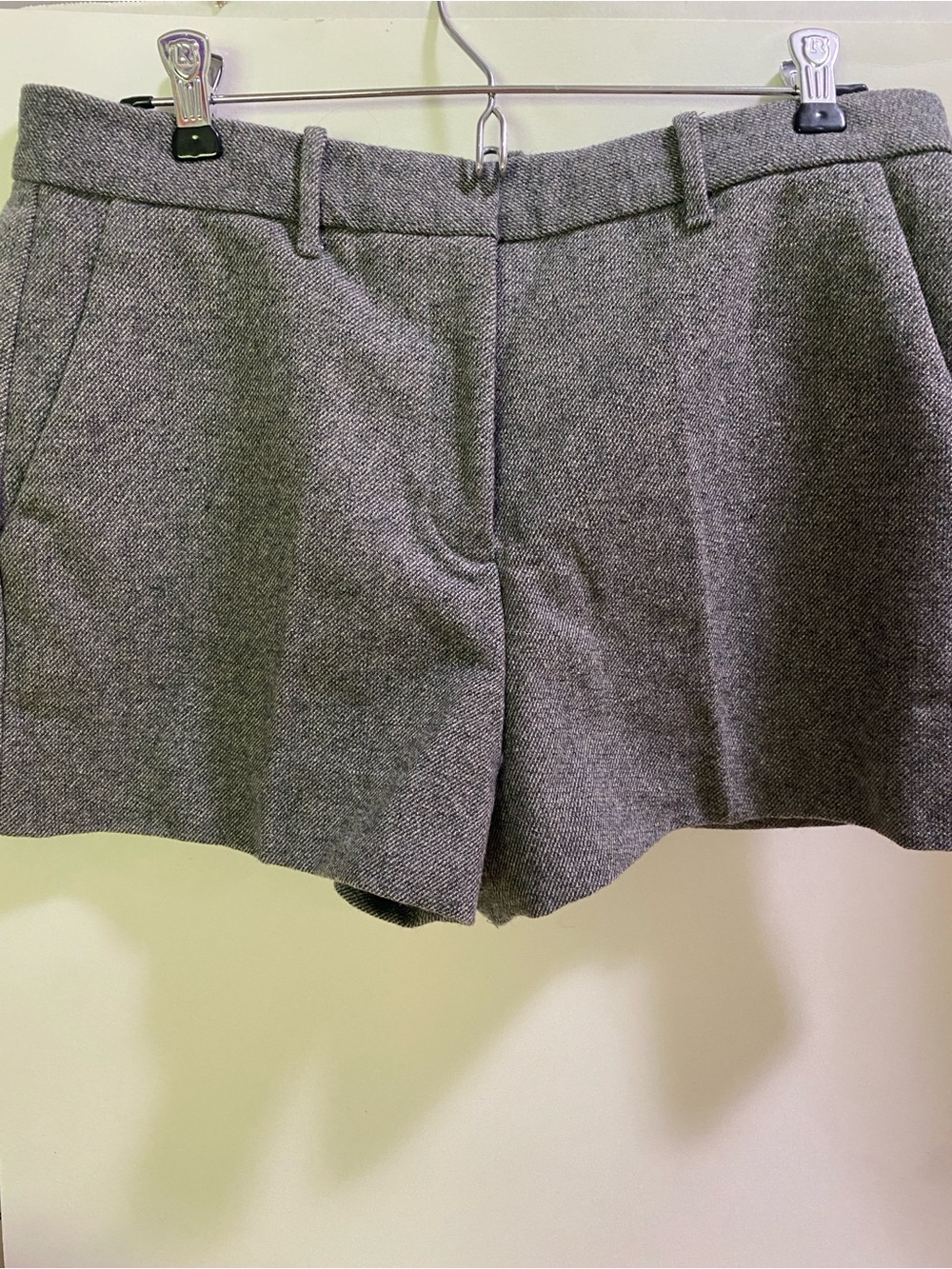 GAP Gray Wool Herringbone High-Waist Tailored Shorts